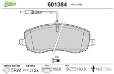 Sada brzdových destiček, kotoučová brzda VALEO 601384