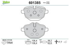 Sada brzdových destiček, kotoučová brzda VALEO 601385