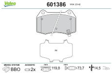 Sada brzdových destiček, kotoučová brzda VALEO 601386