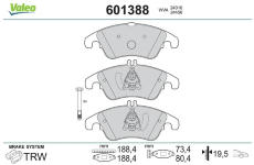 Sada brzdových destiček, kotoučová brzda VALEO 601388