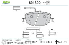 Sada brzdových destiček, kotoučová brzda VALEO 601390