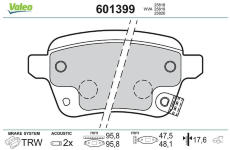 Sada brzdových destiček, kotoučová brzda VALEO 601399