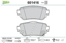Sada brzdových destiček, kotoučová brzda VALEO 601416
