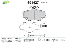 Sada brzdových destiček, kotoučová brzda VALEO 601427
