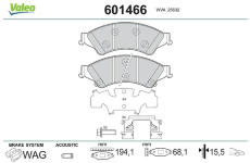 Sada brzdových destiček, kotoučová brzda VALEO 601466