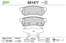 Sada brzdových destiček, kotoučová brzda VALEO 601477