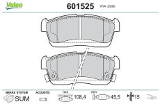 Sada brzdových destiček, kotoučová brzda VALEO 601525