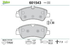 Sada brzdových destiček, kotoučová brzda VALEO 601543