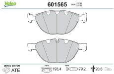 Sada brzdových destiček, kotoučová brzda VALEO 601565
