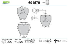 Sada brzdových destiček, kotoučová brzda VALEO 601570