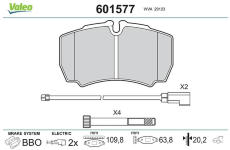 Sada brzdových destiček, kotoučová brzda VALEO 601577