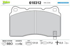 Sada brzdových destiček, kotoučová brzda VALEO 610312