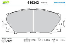 Sada brzdových destiček, kotoučová brzda VALEO 610342