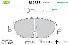 Sada brzdových destiček, kotoučová brzda VALEO 610376