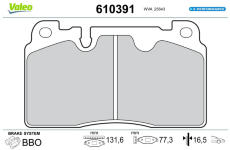 Sada brzdových destiček, kotoučová brzda VALEO 610391