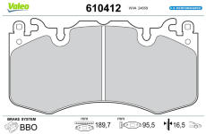 Sada brzdových destiček, kotoučová brzda VALEO 610412