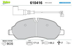 Sada brzdových destiček, kotoučová brzda VALEO 610416