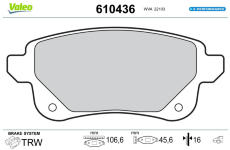 Sada brzdových destiček, kotoučová brzda VALEO 610436