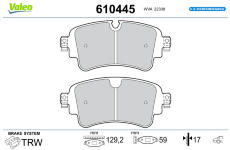 Sada brzdových destiček, kotoučová brzda VALEO 610445