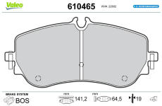 Sada brzdových destiček, kotoučová brzda VALEO 610465