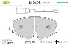 Sada brzdových destiček, kotoučová brzda VALEO 610496