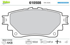 Sada brzdových destiček, kotoučová brzda VALEO 610508