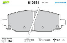 Sada brzdových destiček, kotoučová brzda VALEO 610534