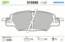 Sada brzdových destiček, kotoučová brzda VALEO 610569