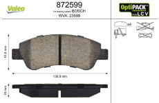 Sada brzdových destiček, kotoučová brzda VALEO 872599