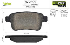 Sada brzdových destiček, kotoučová brzda VALEO 872692