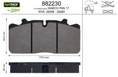 Sada brzdových destiček, kotoučová brzda VALEO 882230