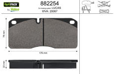 Sada brzdových destiček, kotoučová brzda VALEO 882254