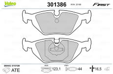 Sada brzdových destiček, kotoučová brzda VALEO 301386