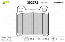 Sada brzdových destiček, kotoučová brzda VALEO 302272