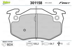 Sada brzdových destiček, kotoučová brzda VALEO 301158