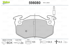 Sada brzdových destiček, kotoučová brzda VALEO 598080