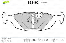 Sada brzdových destiček, kotoučová brzda VALEO 598103