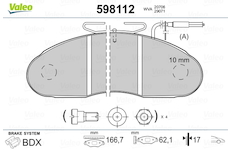Sada brzdových destiček, kotoučová brzda VALEO 598112