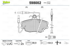 Sada brzdových platničiek kotúčovej brzdy VALEO 598002