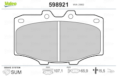 Sada brzdových destiček, kotoučová brzda VALEO 598921