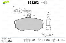 Sada brzdových platničiek kotúčovej brzdy VALEO 598252