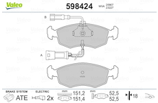 Sada brzdových destiček, kotoučová brzda VALEO 598424