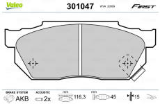 Sada brzdových destiček, kotoučová brzda VALEO 301047