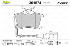 Sada brzdových destiček, kotoučová brzda VALEO 301674