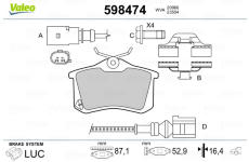 Sada brzdových destiček, kotoučová brzda VALEO 598474