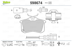 Sada brzdových destiček, kotoučová brzda VALEO 598674