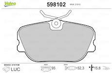 Sada brzdových destiček, kotoučová brzda VALEO 598102