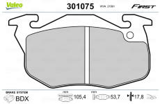 Sada brzdových destiček, kotoučová brzda VALEO 301075