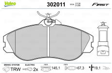 Sada brzdových destiček, kotoučová brzda VALEO 302011