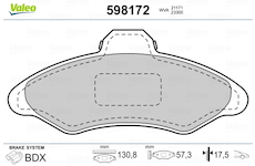 Sada brzdových destiček, kotoučová brzda VALEO 598172